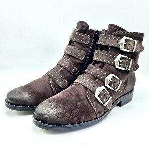 Real Suede Miz Mooz Studded Brown Ankle Boots